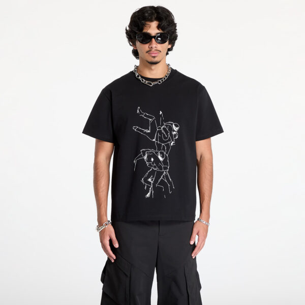 Póló HELIOT EMIL Shelter Printed T-Shirt UNISEX Black M-alacsony-ár