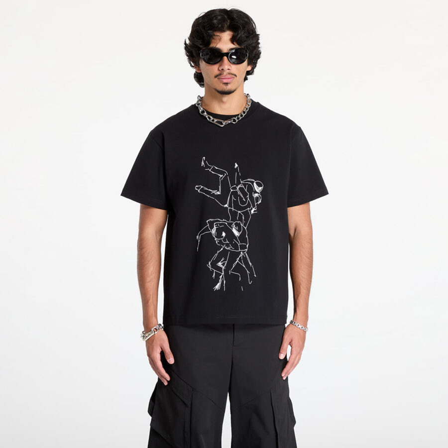 Póló HELIOT EMIL Shelter Printed T-Shirt UNISEX Black M-alacsony-ár