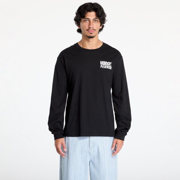 Póló Horsefeathers Distort Long Sleeve T-Shirt Black M-alacsony-ár