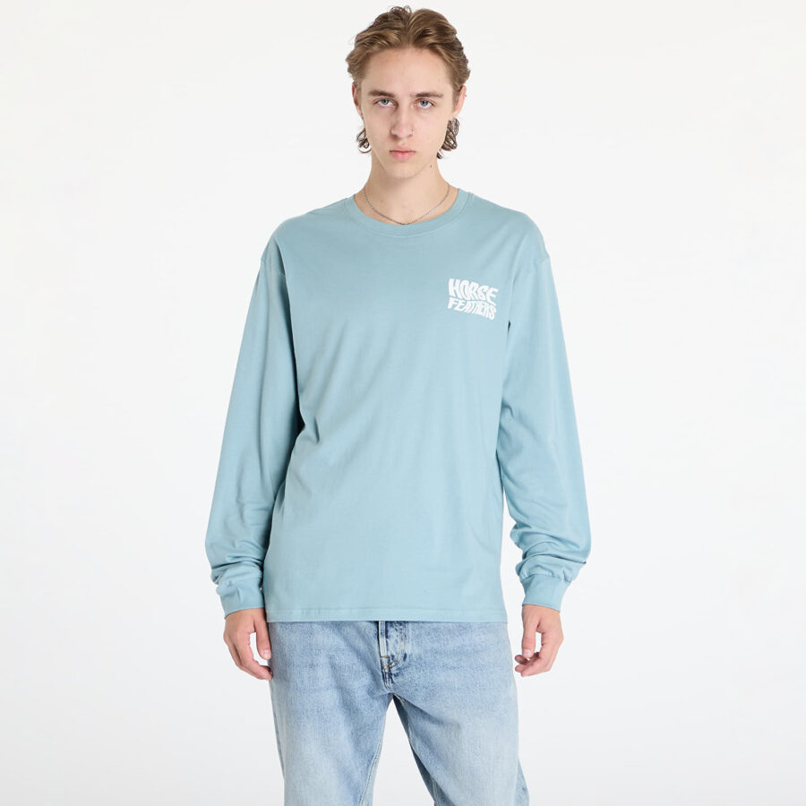 Póló Horsefeathers Distort Long Sleeve T-Shirt Blue Haze XXL-alacsony-ár