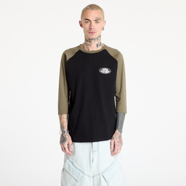 Póló Horsefeathers Dynamo Raglan T-Shirt Black/ Burnt Olive S-alacsony-ár