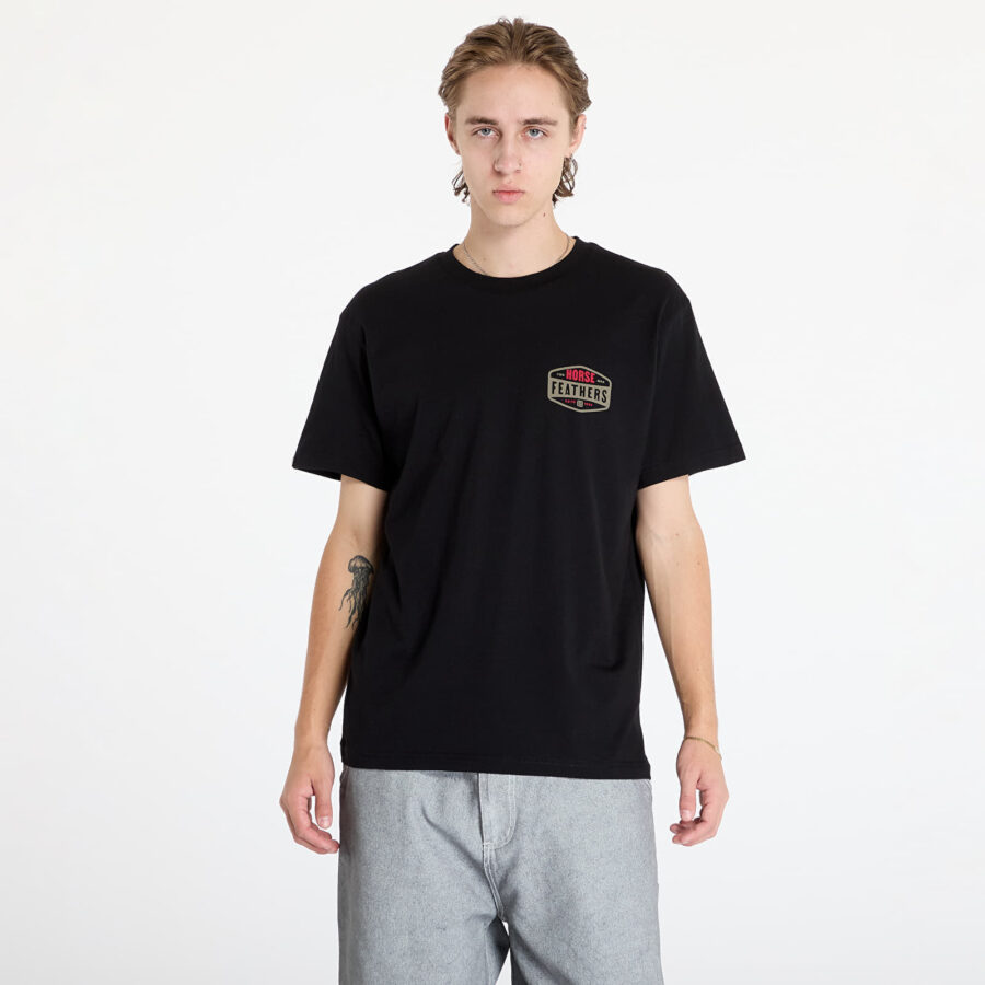 Póló Horsefeathers Hexagon II T-Shirt Black S-alacsony-ár