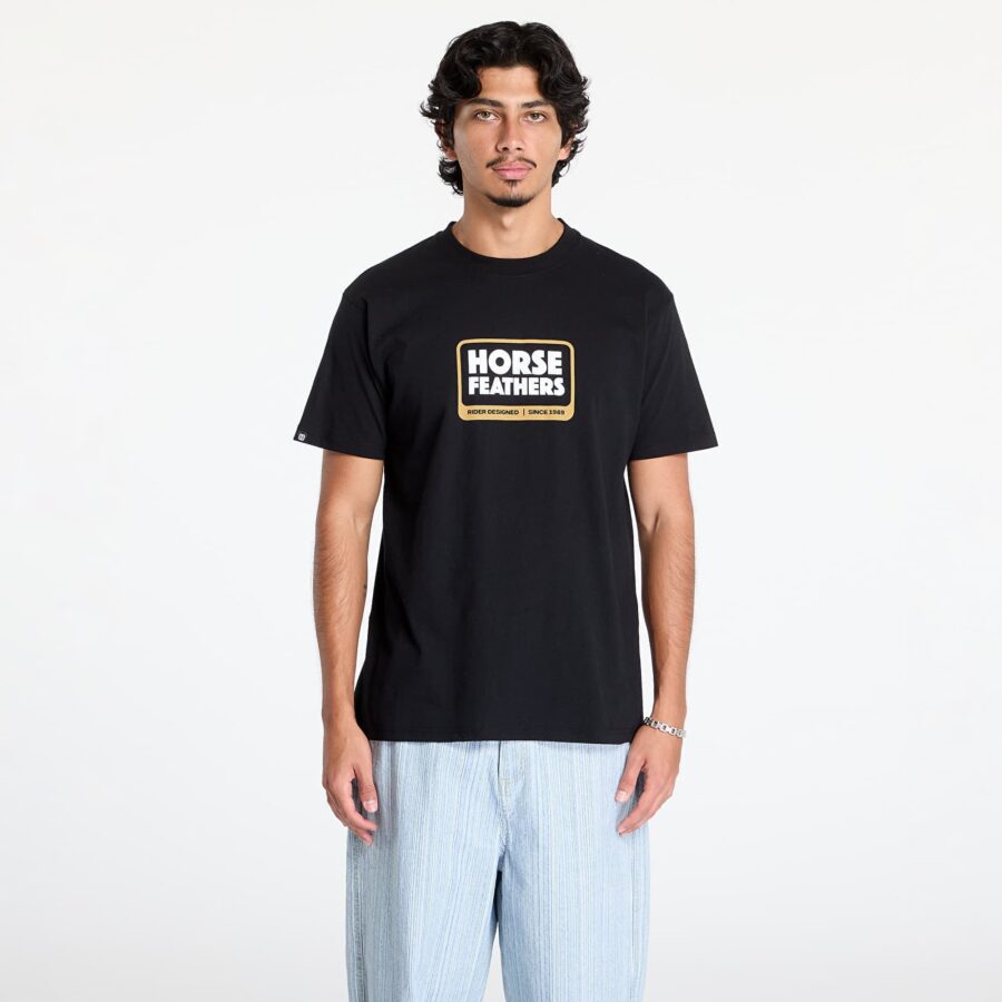 Póló Horsefeathers Millennium T-Shirt Black S-alacsony-ár