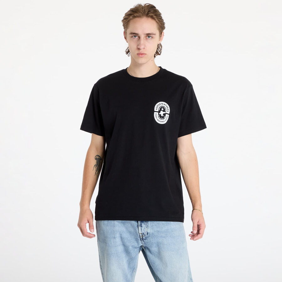 Póló Horsefeathers Powder Badge II T-Shirt Black S-alacsony-ár