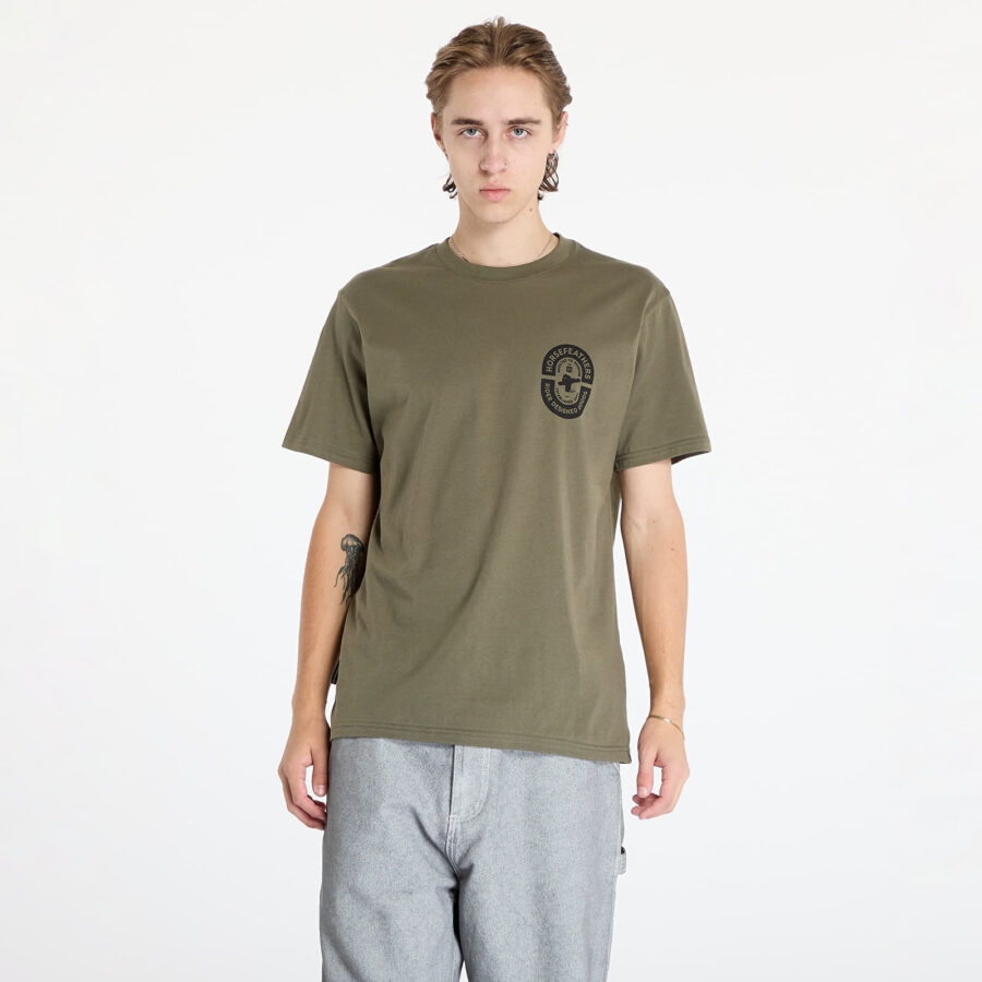 Póló Horsefeathers Powder Badge II T-Shirt Burnt Olive M-alacsony-ár