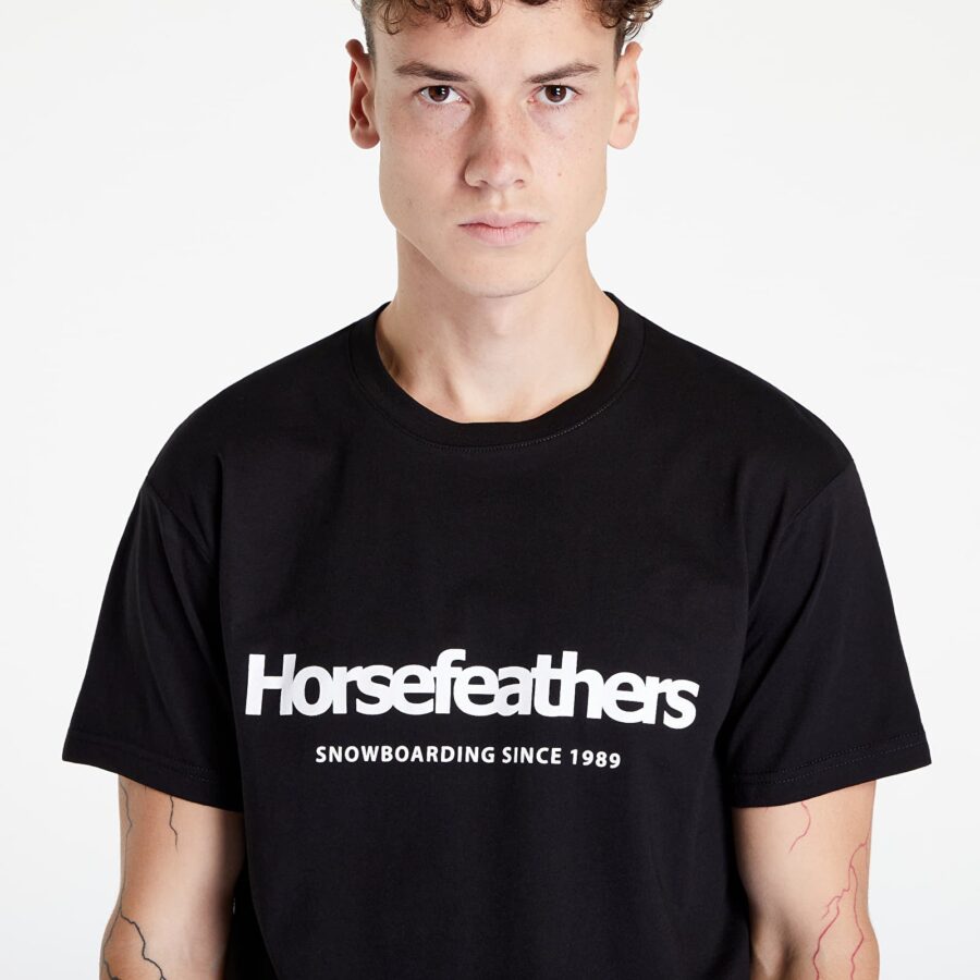 Póló Horsefeathers Quarter T-Shirt Black S-alacsony-ár