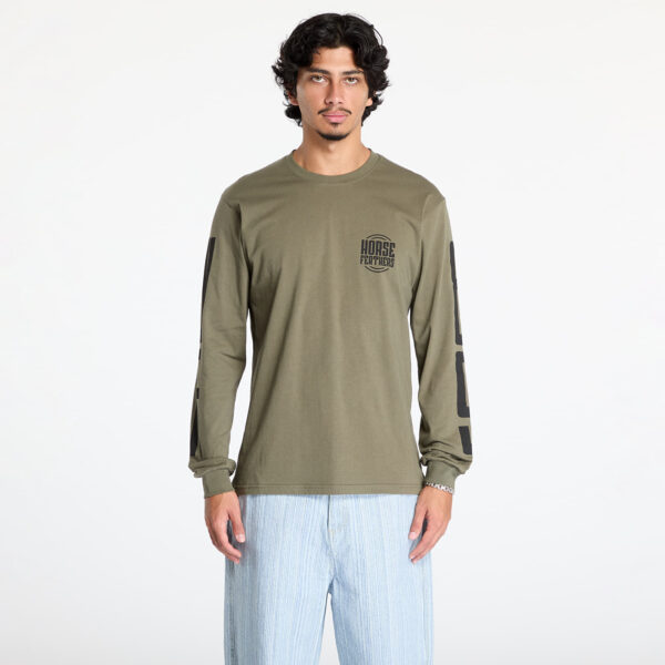 Póló Horsefeathers Tall Typo Long Sleeve T-Shirt Burnt Olive S-alacsony-ár