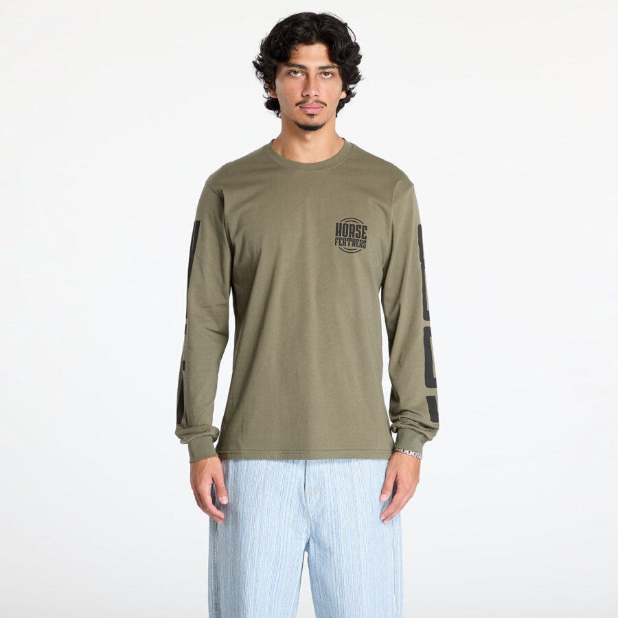 Póló Horsefeathers Tall Typo Long Sleeve T-Shirt Burnt Olive S-alacsony-ár