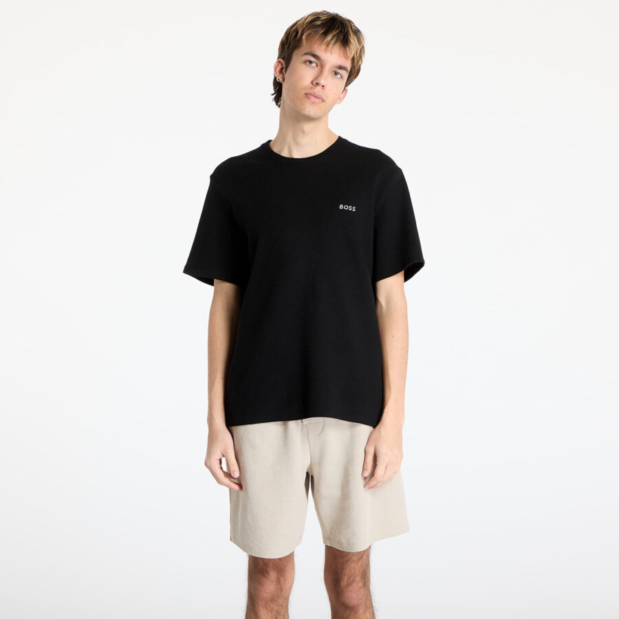 Póló Hugo Boss Men's Waffle T-Shirt Black S-alacsony-ár