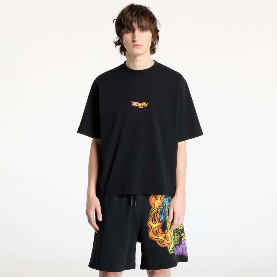 Póló Marcelo Burlon County Flame Boxy T-Shirt Black/ Red XS-alacsony-ár