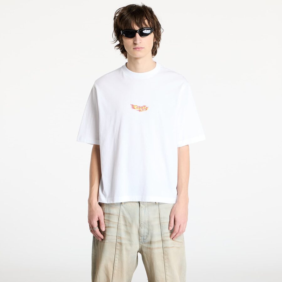 Póló Marcelo Burlon County Flame Boxy T-Shirt White/ Red XS-alacsony-ár