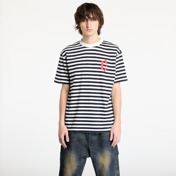 Póló Marcelo Burlon County Goth Stripe Boxy Tee White/ Navy Blue XS-alacsony-ár