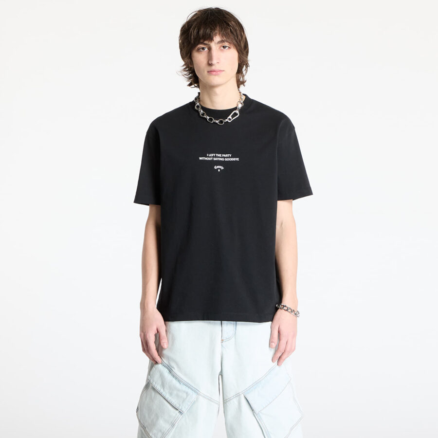 Póló Marcelo Burlon Goodbye Quote Basic T-Shirt Black/ White L-alacsony-ár