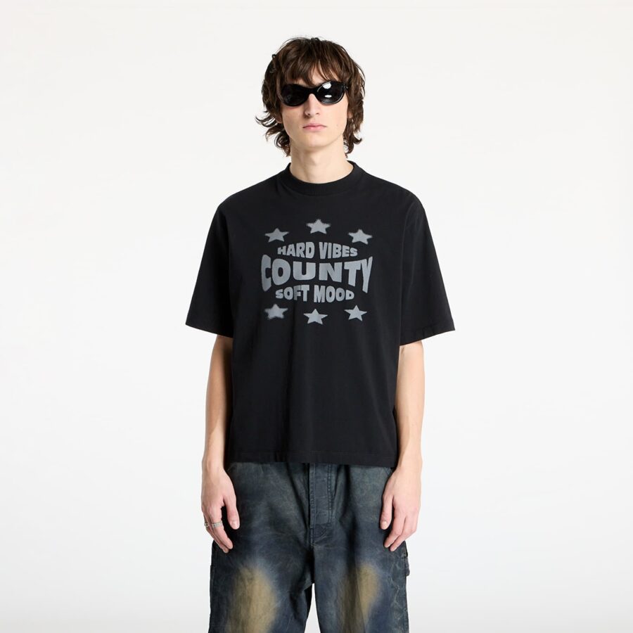 Póló Marcelo Burlon Hard Vibes Boxy T-Shirt Black Anthracite S-alacsony-ár