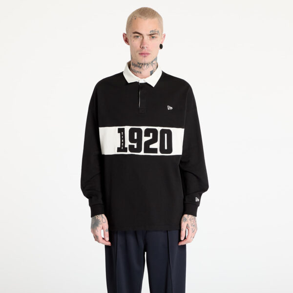 Póló New Era Drop Shoulder Rugby Shirt UNISEX Black M-alacsony-ár