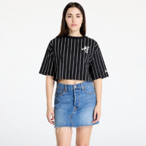 Póló New Era Pinstripe Crop Tee Black/ Off White M-alacsony-ár
