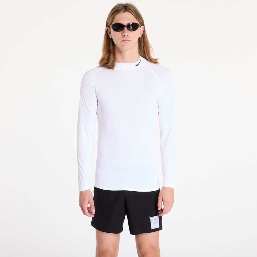 Póló Nike Pro Men's Dri-FIT Fitness Mock-Neck Long-Sleeve Top White/ Black XXL-alacsony-ár