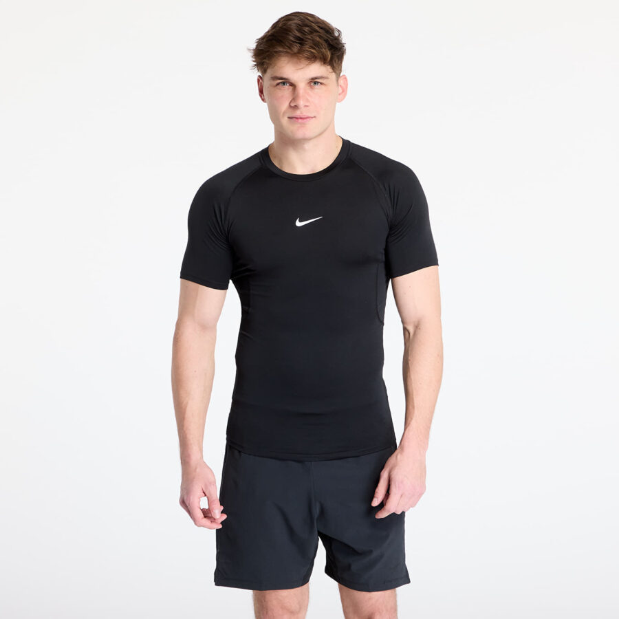 Póló Nike Pro Men's Dri-FIT Tight Short-Sleeve Fitness Top Black/ White M-alacsony-ár