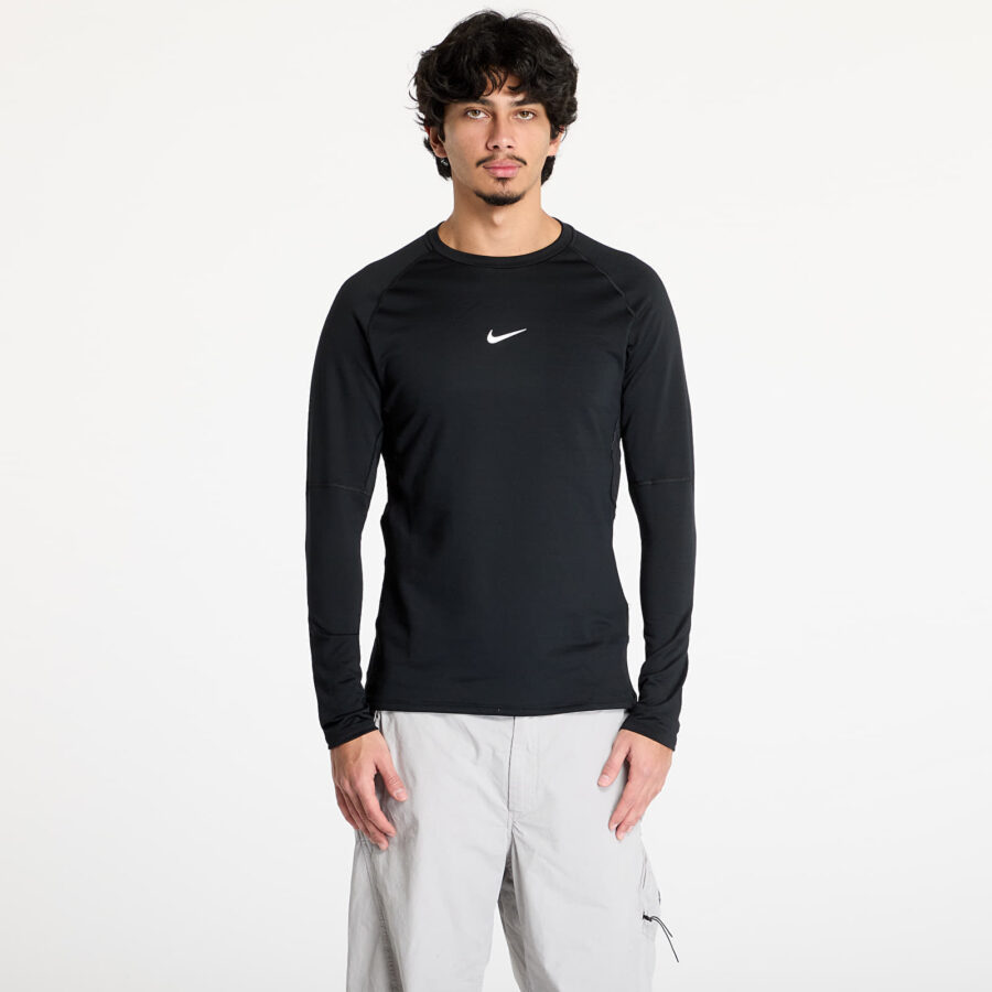 Póló Nike Pro Warm Men's Long-Sleeve Top Black/ White L-alacsony-ár