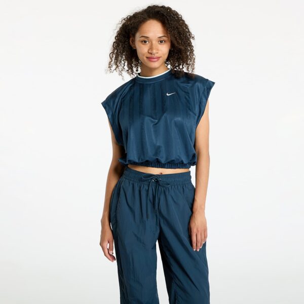 Póló Nike Sportswear Collection Women's Dri-FIT Jacquard Short-Sleeve Jersey Top Armory Navy/ Armory Navy/ White XS-alacsony-ár