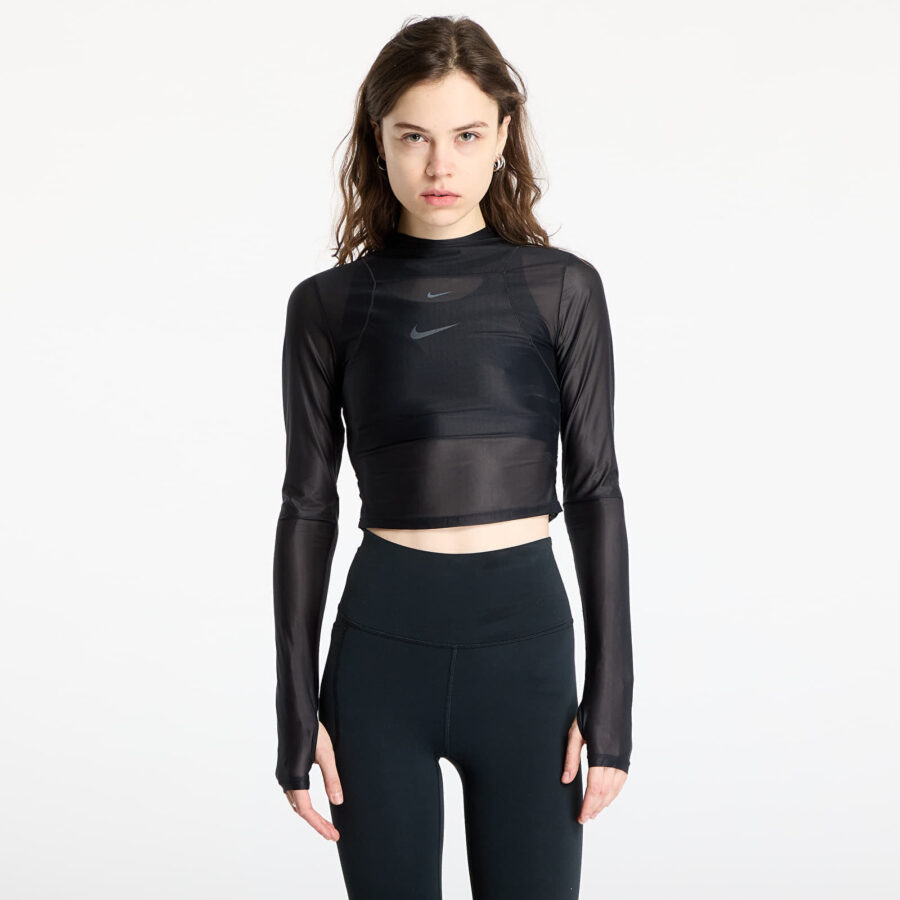 Póló Nike Zenvy Women's Dri-FIT Long-Sleeve Sheer Top Black/ Pcg6C L-alacsony-ár