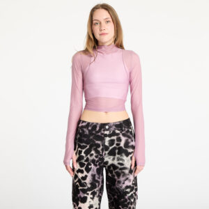 Póló Nike Zenvy Women's Dri-FIT Long-Sleeve Sheer Top Plum Dust/ White M-alacsony-ár