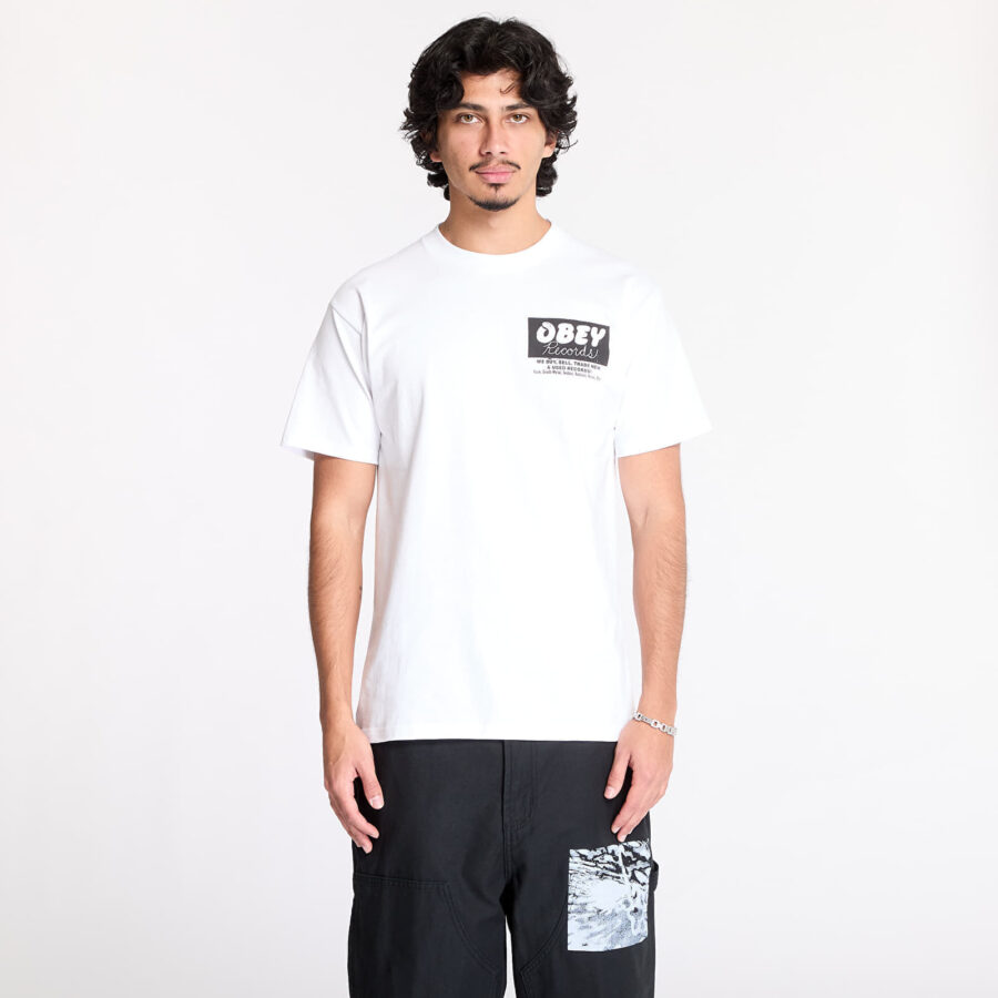 Póló OBEY Obey Records T-Shirt White S-alacsony-ár