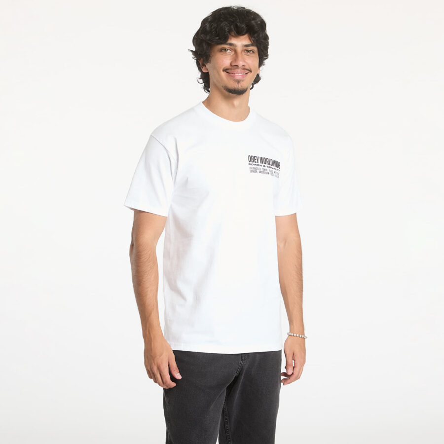 Póló OBEY Worldwide Power & Equalit White M-alacsony-ár