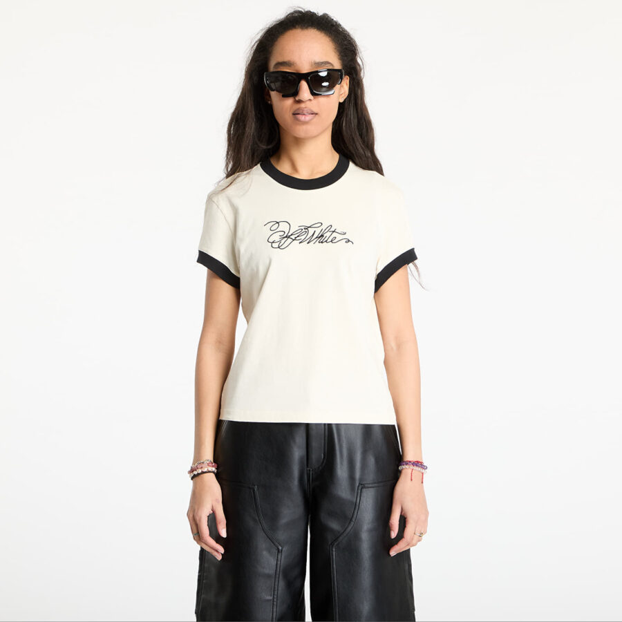 Póló Off-White Off White Script Fitted Tee White Aspara L-alacsony-ár