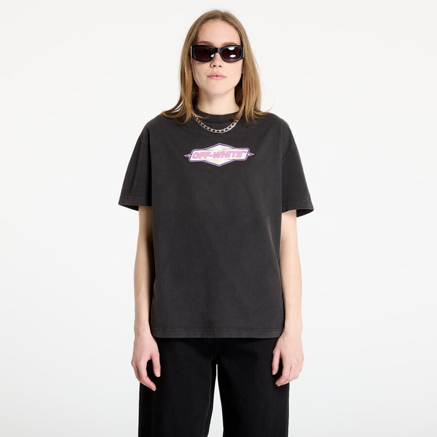 Póló Off-White Roses Logo Regular Tee Washed Black/ Phlo S-alacsony-ár