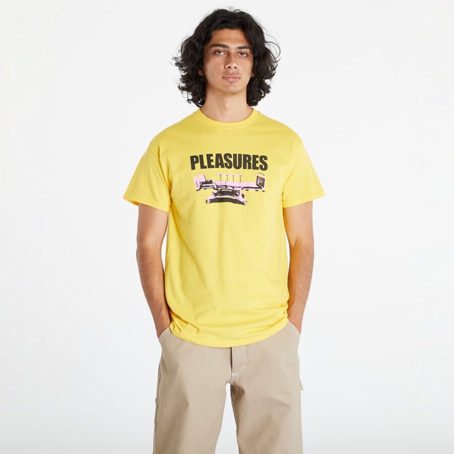 Póló PLEASURES Bed T-Shirt Yellow S-alacsony-ár