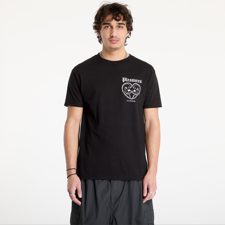 Póló PLEASURES Connected T-Shirt Black S-alacsony-ár