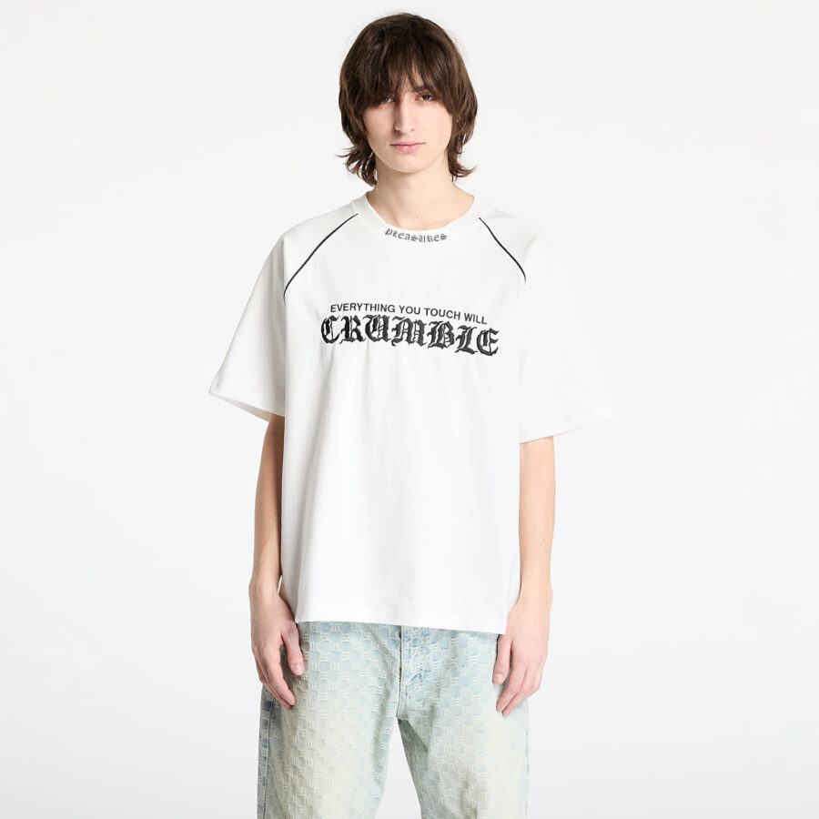 Póló PLEASURES Crumble Heavyweight Raglan White M-alacsony-ár