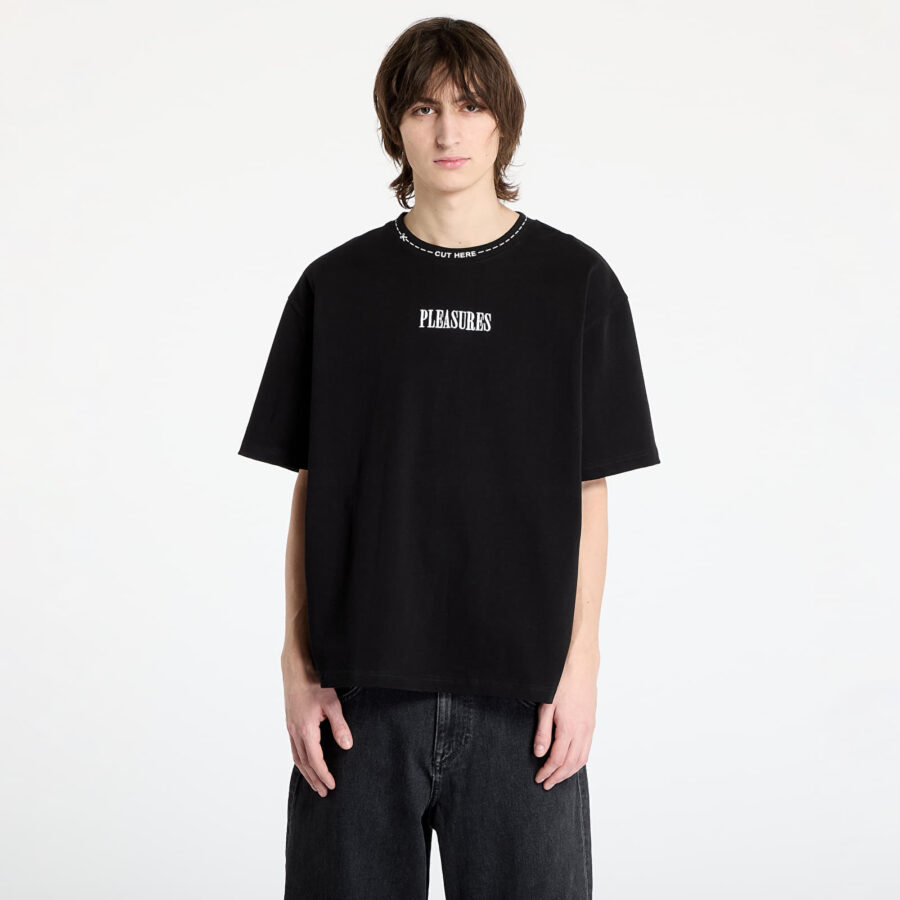 Póló PLEASURES Cut Here Heavyweight T-Shirt Black XL-alacsony-ár