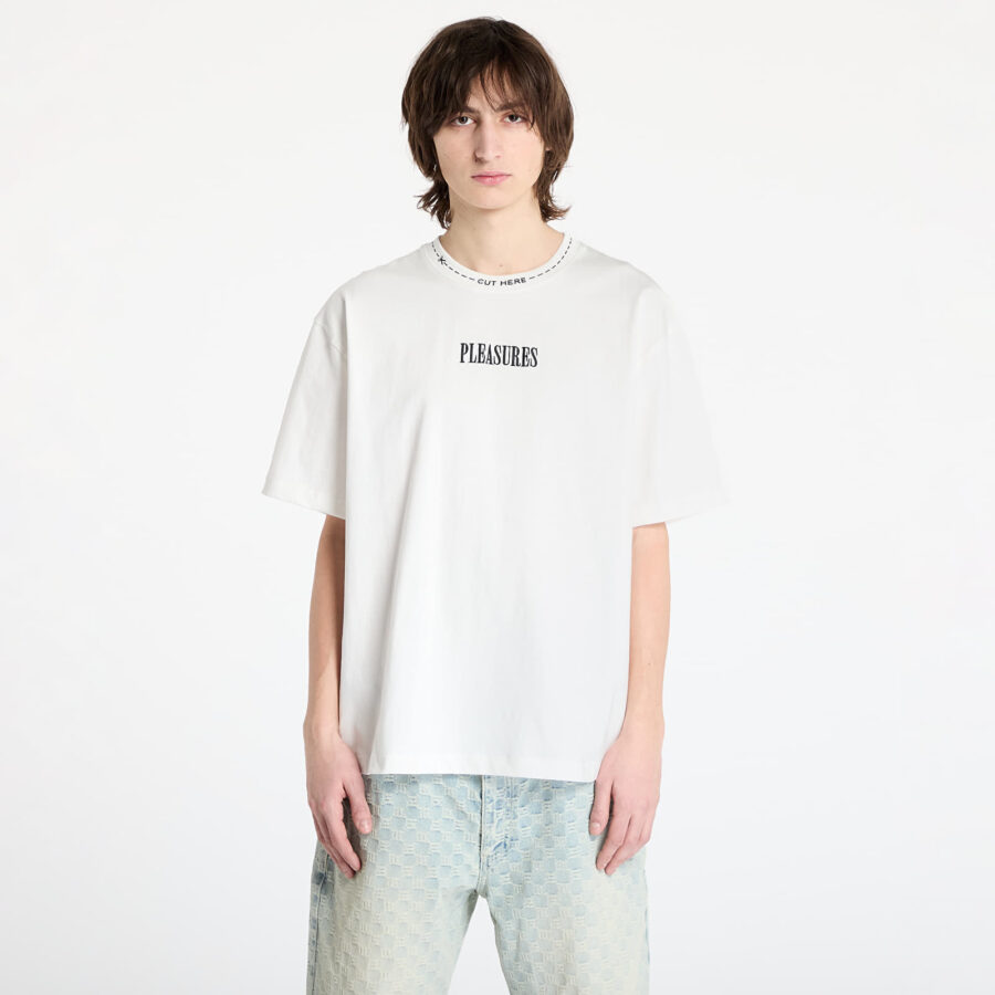 Póló PLEASURES Cut Here Heavyweight T-Shirt White S-alacsony-ár