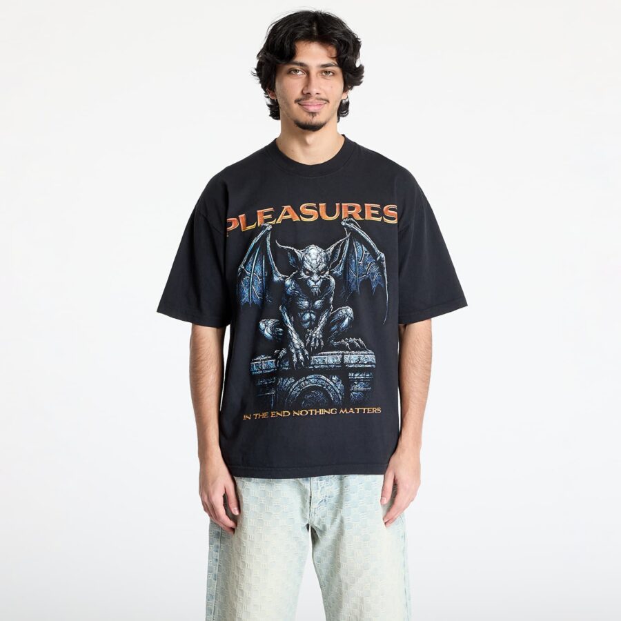 Póló PLEASURES Gargoyle T-Shirt Black Edge S-alacsony-ár