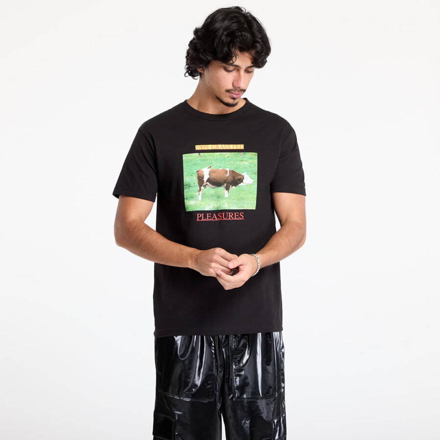 Póló PLEASURES Grass Fed T-Shirt Black S-alacsony-ár