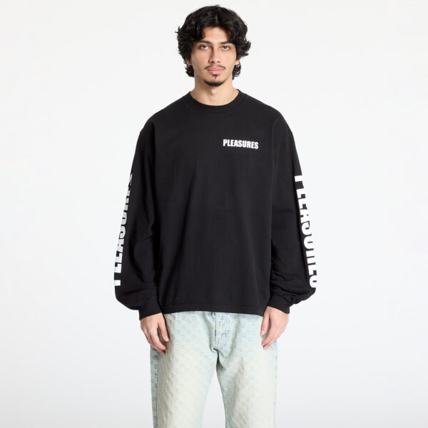 Póló PLEASURES Impact Staff Long Sleeve T-Shirt Black M-alacsony-ár