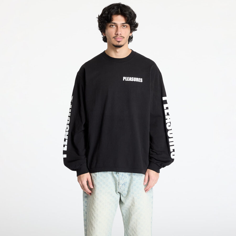 Póló PLEASURES Impact Staff Long Sleeve T-Shirt Black M-alacsony-ár