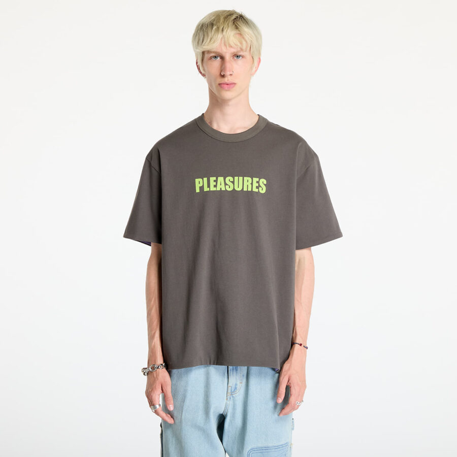 Póló PLEASURES Legal Reversible Heavyweight T-Shirt Charcoal/ Purple M-alacsony-ár