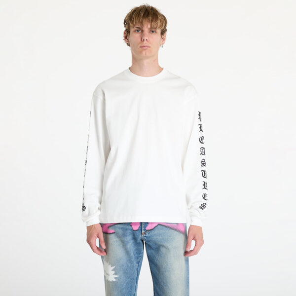 Póló PLEASURES Oe Heavyweight Long Sleeve Tee White S-alacsony-ár