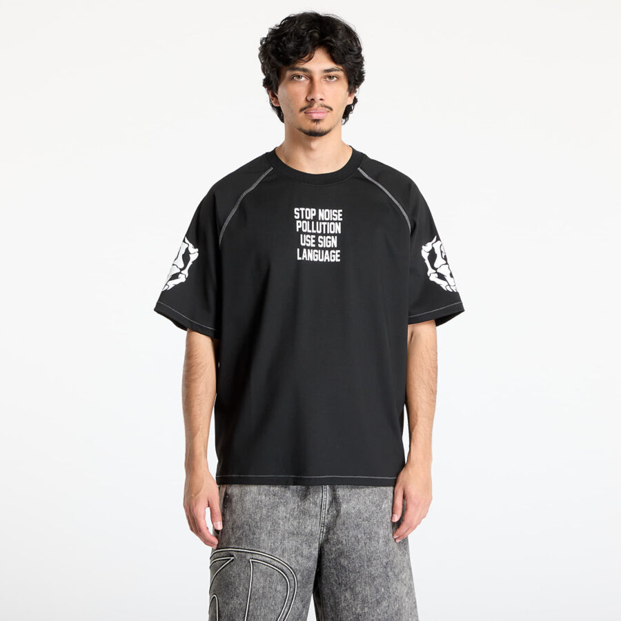 Póló PLEASURES Pollution Boxy Raglan Black S-alacsony-ár