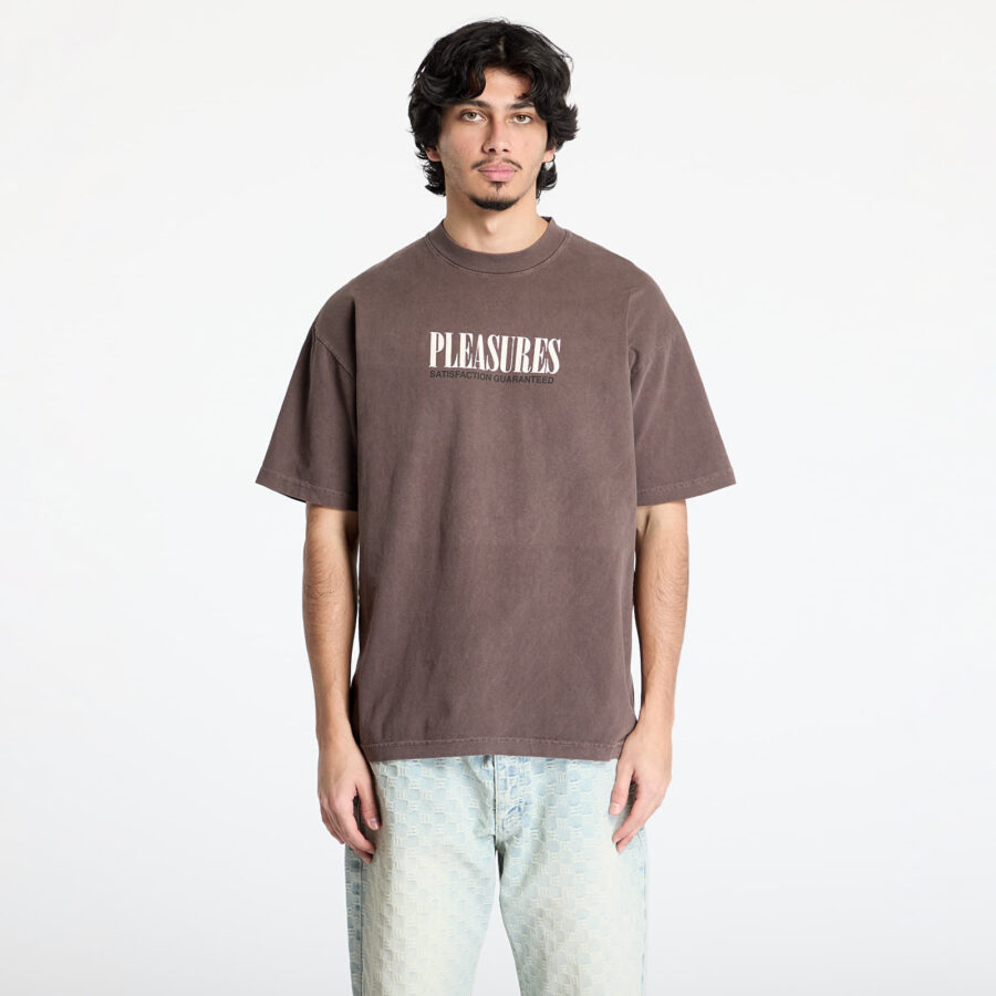Póló PLEASURES Satisfaction T-Shirt Brown S-alacsony-ár