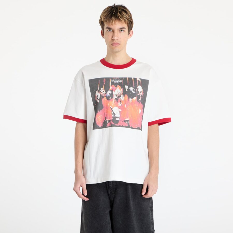 Póló PLEASURES x Slipknot Self Titled Ringer Shirt White S-alacsony-ár