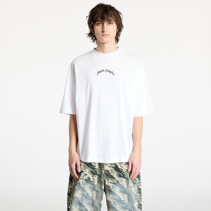 Póló Palm Angels Back Curved Logo Oversized Tee Off White/ Black XS-alacsony-ár