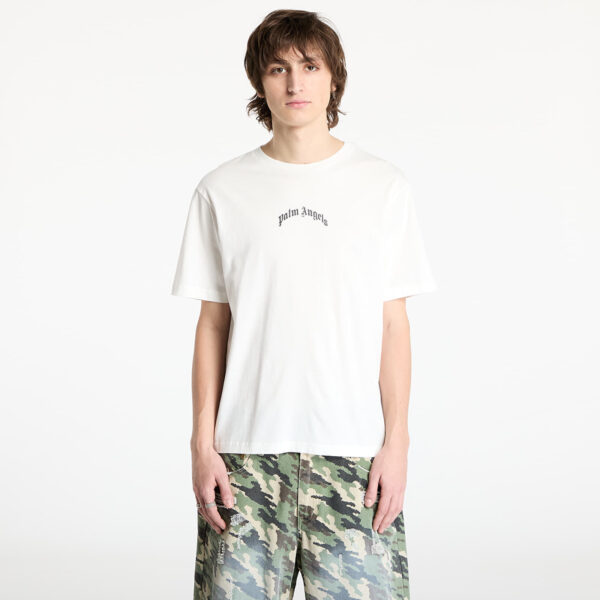 Póló Palm Angels Back Curved Logo Slim Tee Off White/ Black L-alacsony-ár