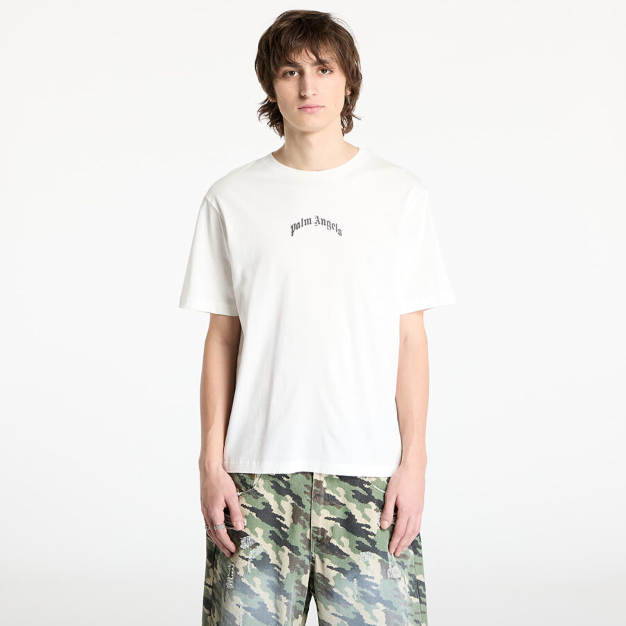 Póló Palm Angels Back Curved Logo Slim Tee Off White/ Black L-alacsony-ár