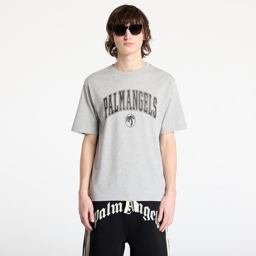 Póló Palm Angels College Palm Slim Tee Grey Melange/ Black S-alacsony-ár