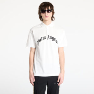 Póló Palm Angels Curved Logo Shortsleeve Polo T-Shirt Off White/ Black M-alacsony-ár