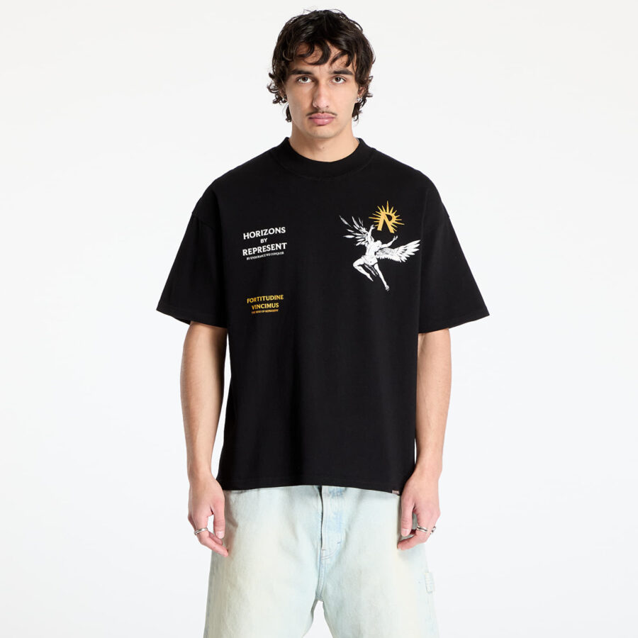 Póló REPRESENT Icarus T-Shirt Jet Black L-alacsony-ár